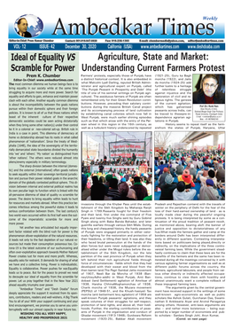 Agriculture, State and Market: Understanding Current Farmers Protest (Continue from Page 1) Tion System Will Also Cease to Exist