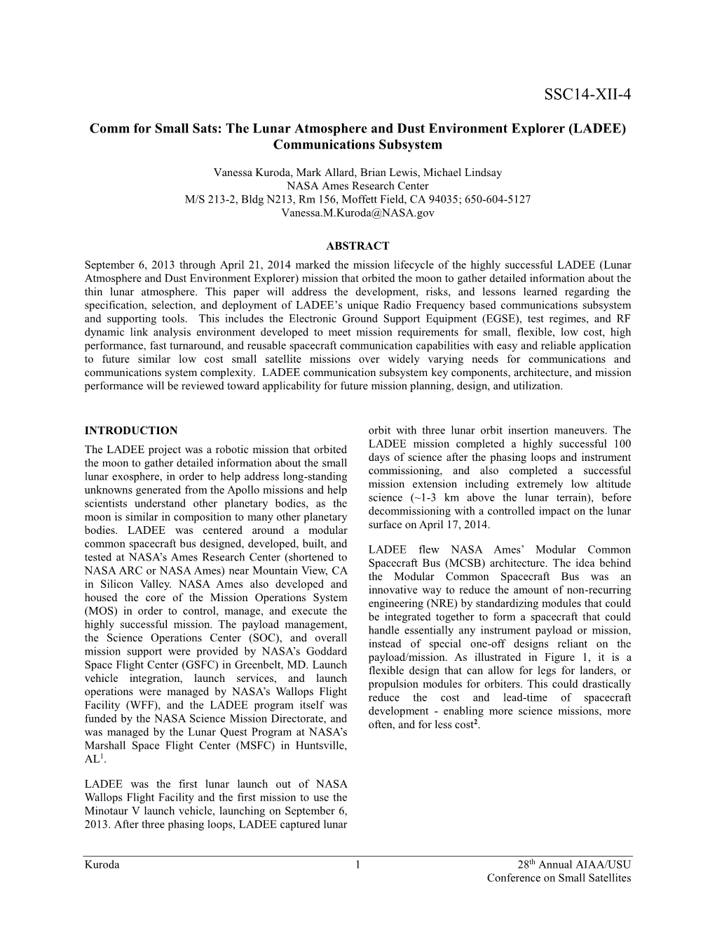 The Lunar Atmosphere and Dust Environment Explorer (LADEE) Communications Subsystem