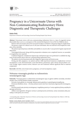 Pregnancy in a Unicornuate Uterus with Non-Communicating Rudimentary Horn: Diagnostic and Therapeutic Challenges