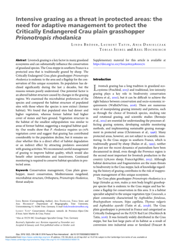 Intensive Grazing As a Threat in Protected Areas: the Need for Adaptive Management to Protect the Critically Endangered Crau Plain Grasshopper Prionotropis Rhodanica