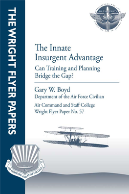 The Innate Insurgent Advantage Can Training and Planning Bridge the Gap?