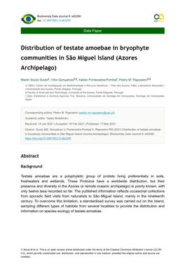 Distribution of Testate Amoebae in Bryophyte Communities in São Miguel Island (Azores Archipelago)