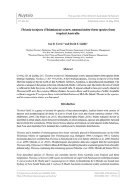 Nuytsia the Journal of the Western Australian Herbarium 27: 85–94 Published Online 13 May 2016