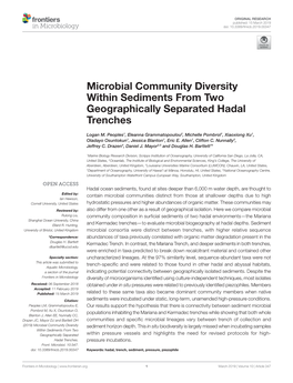 Microbial Community Diversity Within Sediments from Two Geographically Separated Hadal Trenches