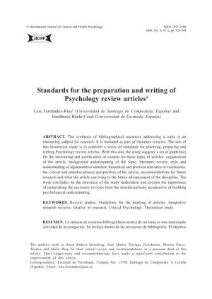 Standards for the Preparation and Writing of Psychology Review Articles1