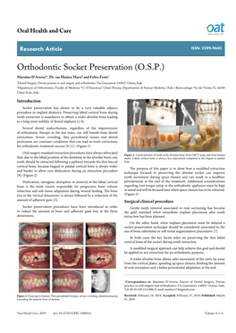 Orthodontic Socket Preservation (O.S.P.) Massimo D’Aversa1*, Dr