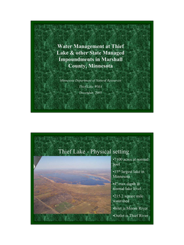 Thief Lake & Other State Managed Impoundments in Marshall County, Minnesota