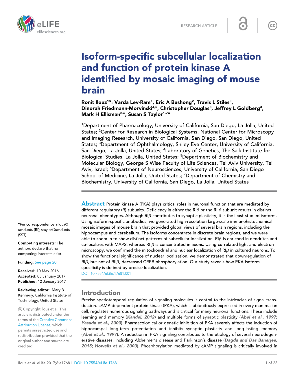 Isoform-Specific Subcellular Localization and Function of Protein