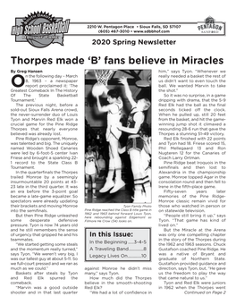 Newsletter Thorpes Made ‘B’ Fans Believe in Miracles by Greg Hansen Him,” Says Tyon