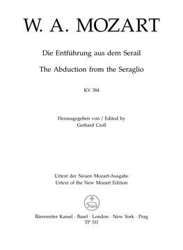 W. A. Mozart, Die Entführung 3 Es Darf Hier Nicht Verschwiegen Werden, Dass an Der Aus Dem Serail