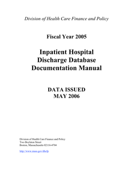 Inpatient Hospital Discharge Database Documentation Manual