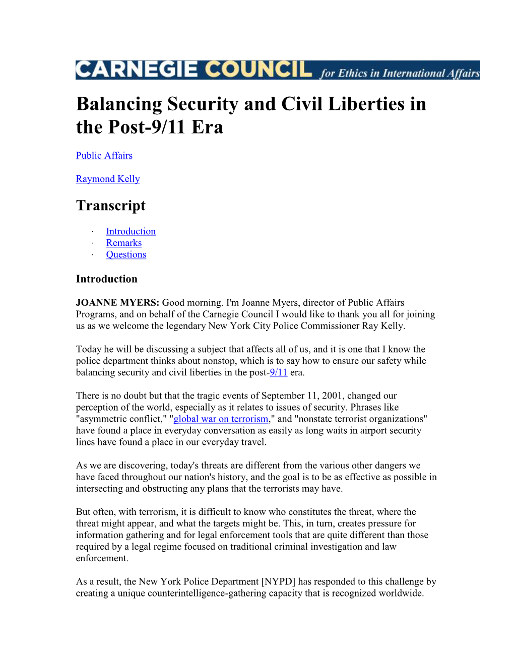 Balancing Security and Civil Liberties in the Post-9/11 Era