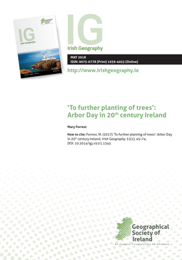 To Further Planting of Trees’: Arbor Day in 20Th Century Ireland