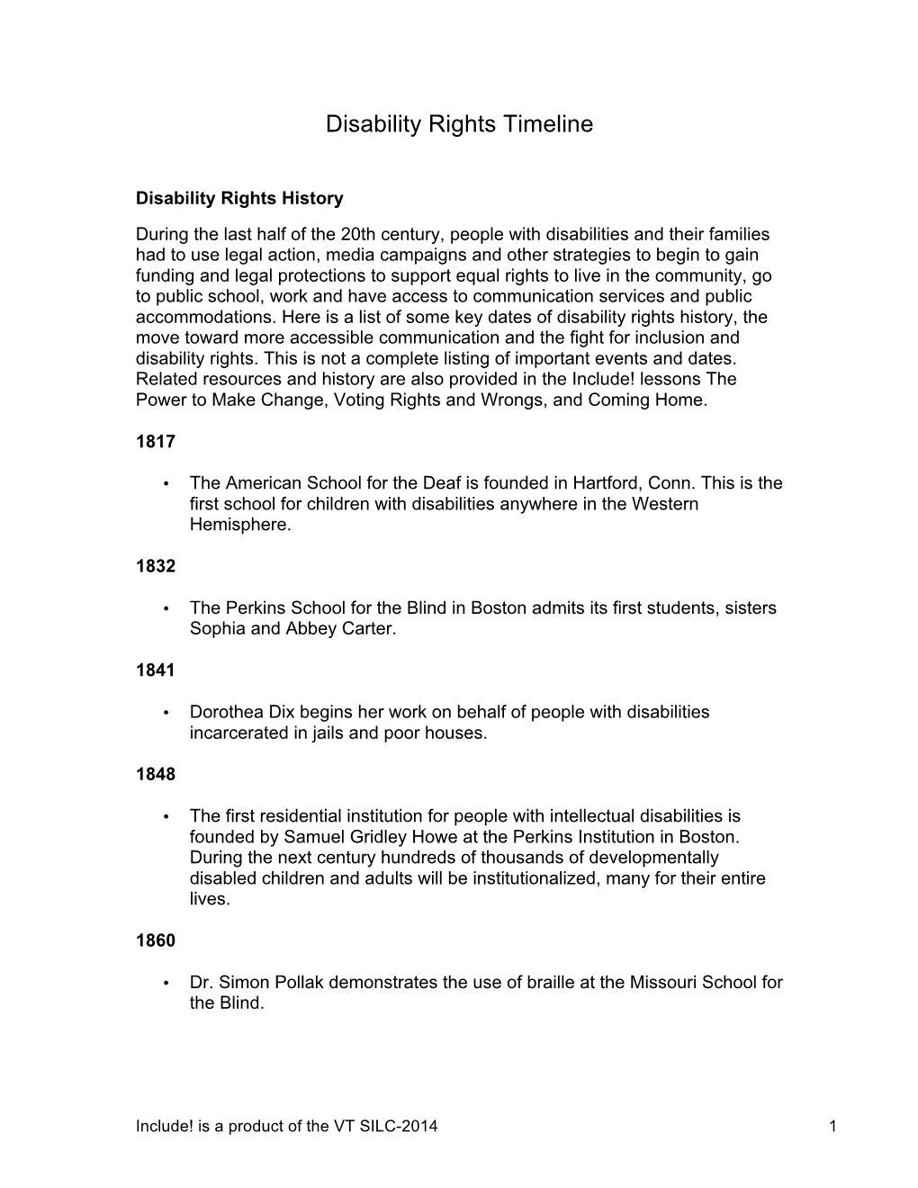 Disability Rights Timeline