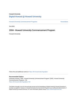 2004 - Howard University Commencement Program
