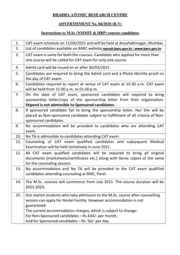1. CAT Exam Schedule on 11/04/2021 and Will Be Held at Anushaktinagar, Mumbai