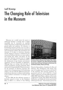 The Changing Role of Television in the Museum