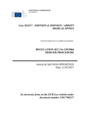 Johnson & Johnson / Abbott Medical Optics Regulation