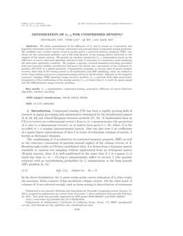 MINIMIZATION of C1−2 for COMPRESSED SENSING 1