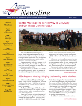 Newsline News from the American Sports Builders Association April 2018