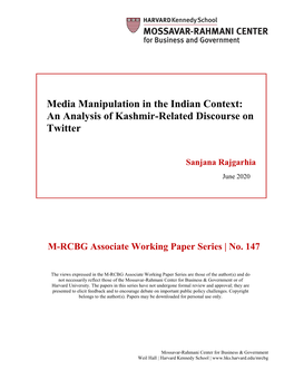 Media Manipulation in the Indian Context: an Analysis of Kashmir-Related Discourse on Twitter