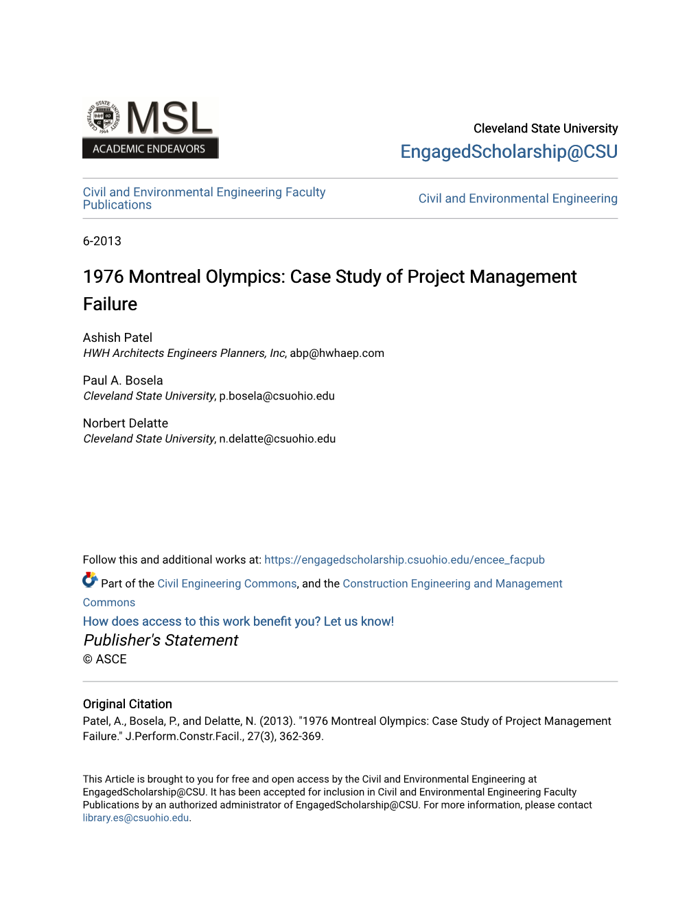 1976 Montreal Olympics: Case Study of Project Management Failure