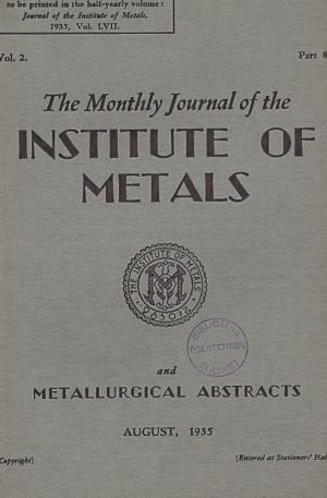 Institute of Metals, 1935, Vol