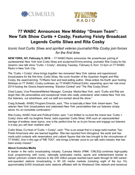 77 WABC Announces New Midday “Dream Team”