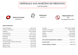 OSPEDALE SAN MARTINO DI ORISTANO Viale Rockefeller