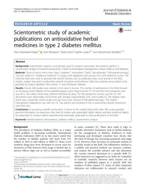 Scientometric Study of Academic Publications on Antioxidative Herbal