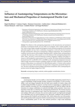 Ture and Mechanical Properties of Austempered Ductile Cast Iron