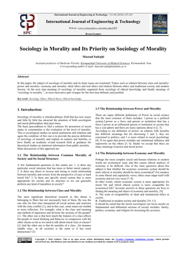 Sociology in Morality and Its Priority on Sociology of Morality
