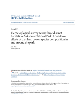 Herpetoplogical Survey Across Three Distinct