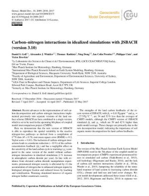 Carbon–Nitrogen Interactions in Idealized Simulations with JSBACH (Version 3.10)