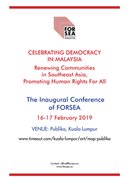 The Inaugural Conference of FORSEA 16-17 February 2019