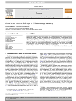 Growth and Structural Change in China•S Energy Economy