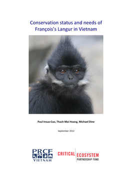 Conservation Status and Needs of the Francois Langur in Vietnam