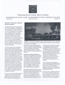 Preservation. Matters Preservation and Conservation Association Volume 26 May-June, 2006 Number 3