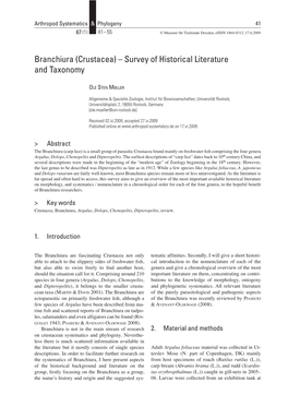 Branchiura (Crustacea) – Survey of Historical Literature and Taxonomy