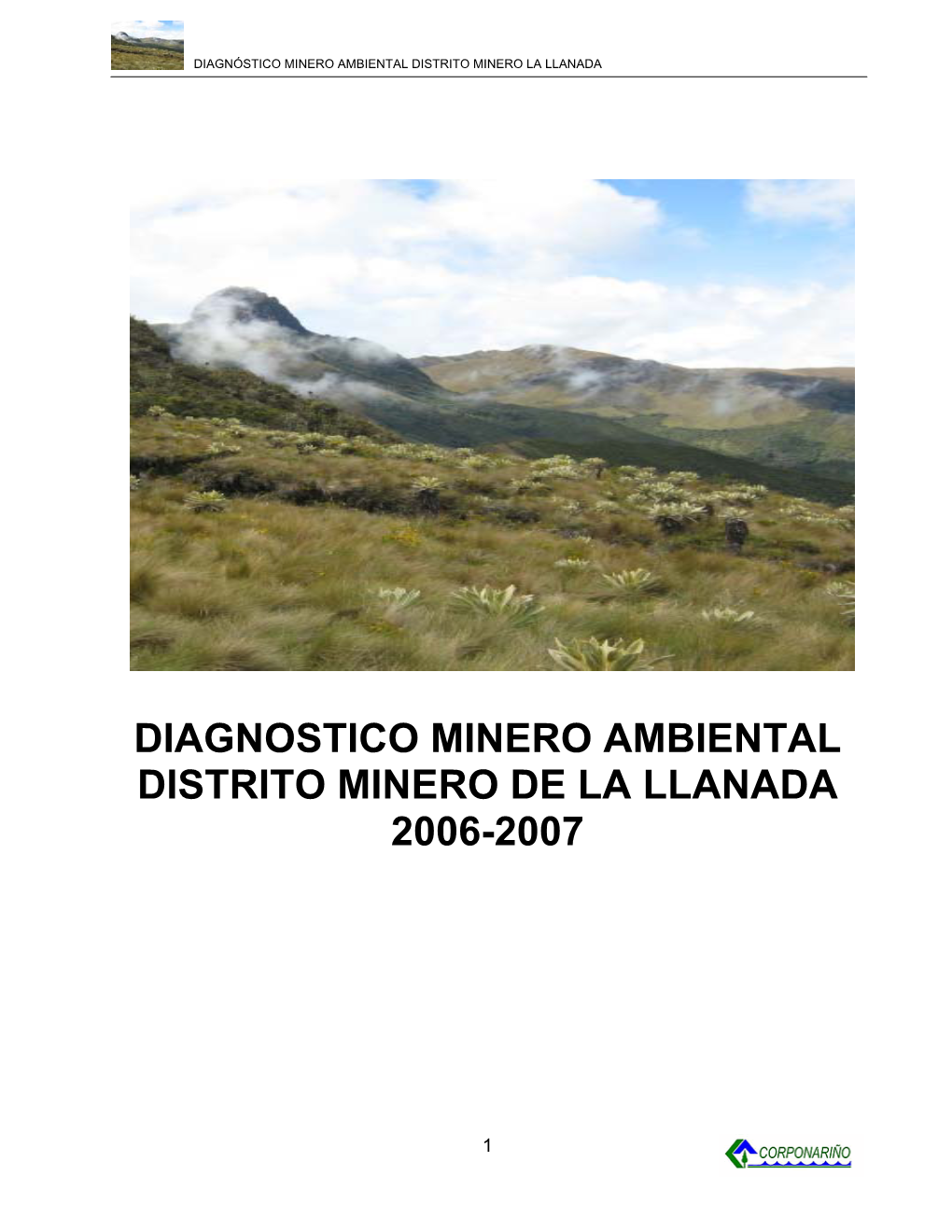 Diagnostico Minero Ambiental Distrito Minero De La Llanada 2006-2007