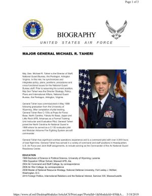 Major General Michael R. Taheri United States Air Force