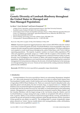 Genetic Diversity of Lowbush Blueberry Throughout the United States in Managed and Non-Managed Populations