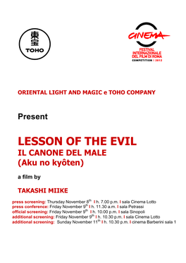 LESSON of the EVIL IL CANONE DEL MALE (Aku No Kyôten)