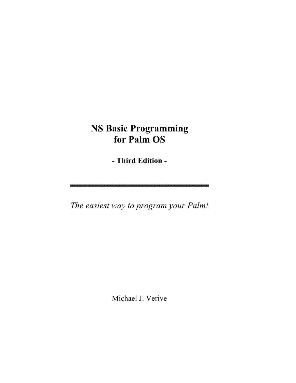 S Basic Programming for Palm OS