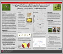 Long-Legged Fly (Diptera: Dolichopodidae) Communities in Ohio Agroecosystems and Assessing Their Role As Biological Control Agents in Vegetable Crops Andrea R