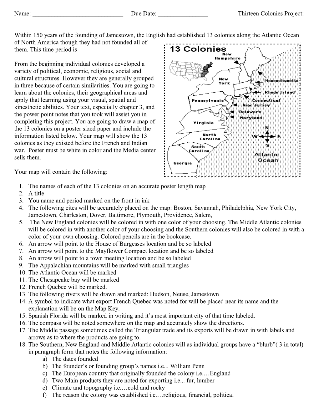 Thirteen Colonies Project s1