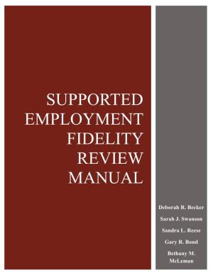 Supported Employment Fidelity Review Manual