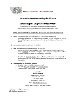 Screening for Cognitive Impairment