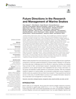 Future Directions in the Research and Management of Marine Snakes