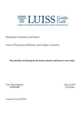 Economics the Elasticity of Demand in the Luxury Market and Gucci's Case Study